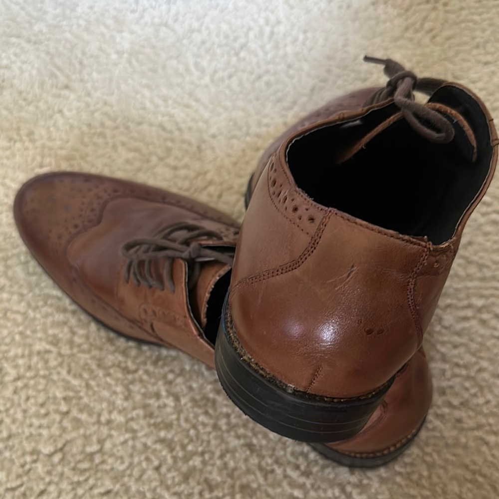 Stacy Adams Shoes Mens 9.5W Cognac Garrison Wingtip Oxfords 24916-221 Brown - Picture 5 of 13